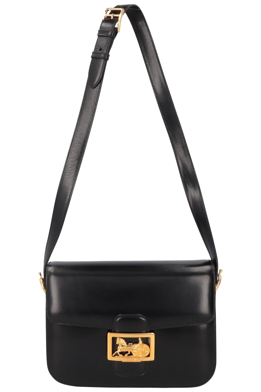 CELINE Vintage Horse Carriage Crossbody Bag Black Box