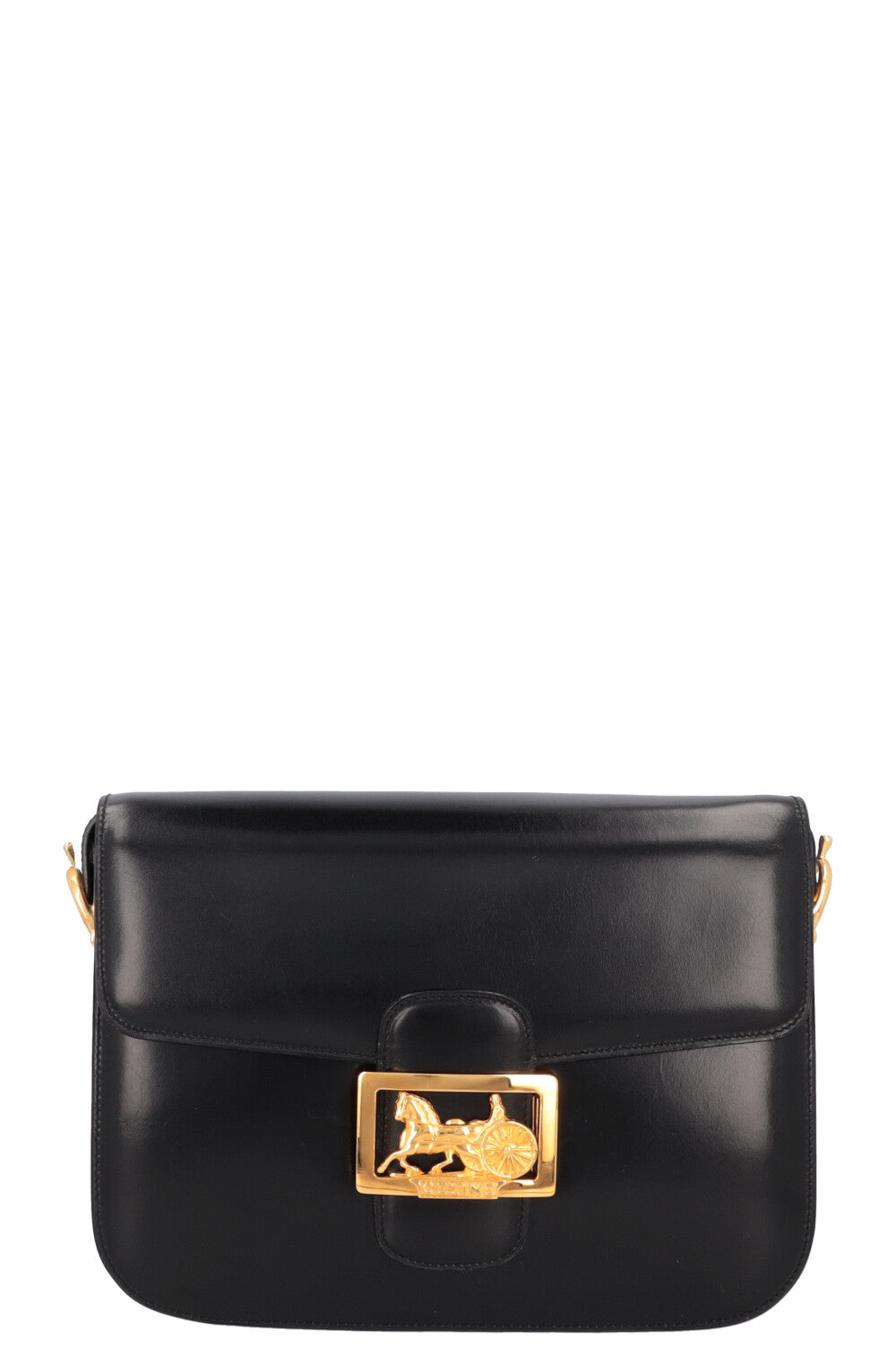 CELINE Vintage Horse Carriage Crossbody Bag Black Box