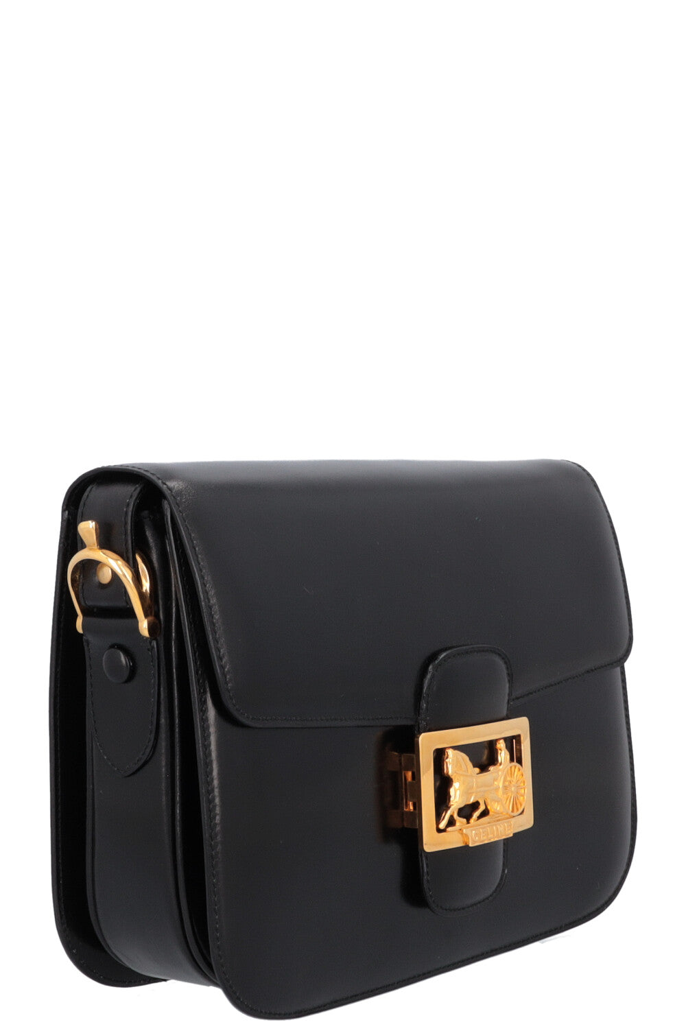 CELINE Vintage Horse Carriage Crossbody Bag Black Box