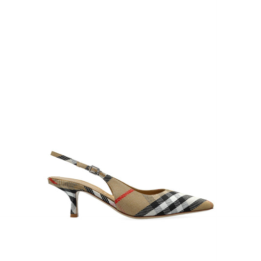 BURBERRY Check Slingback Pumps with Pointed Toe - 6.5 cm Heel
