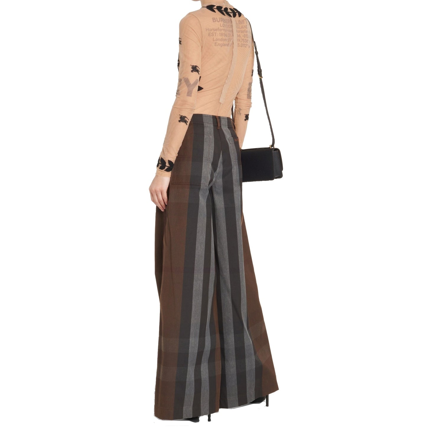 BURBERRY Checkered Design Wide Leg Canvas Pants
