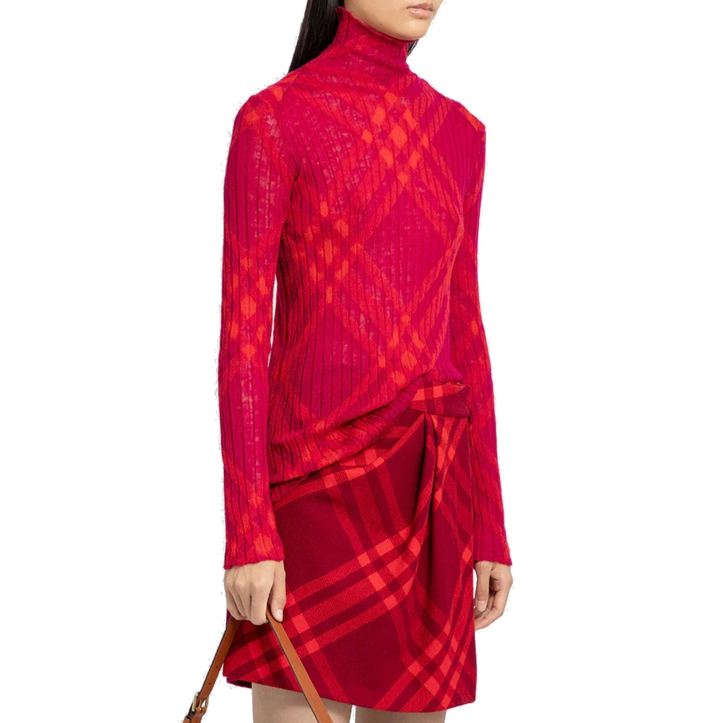 BURBERRY Wool Sweater with High Neck and Ribbed Effect
