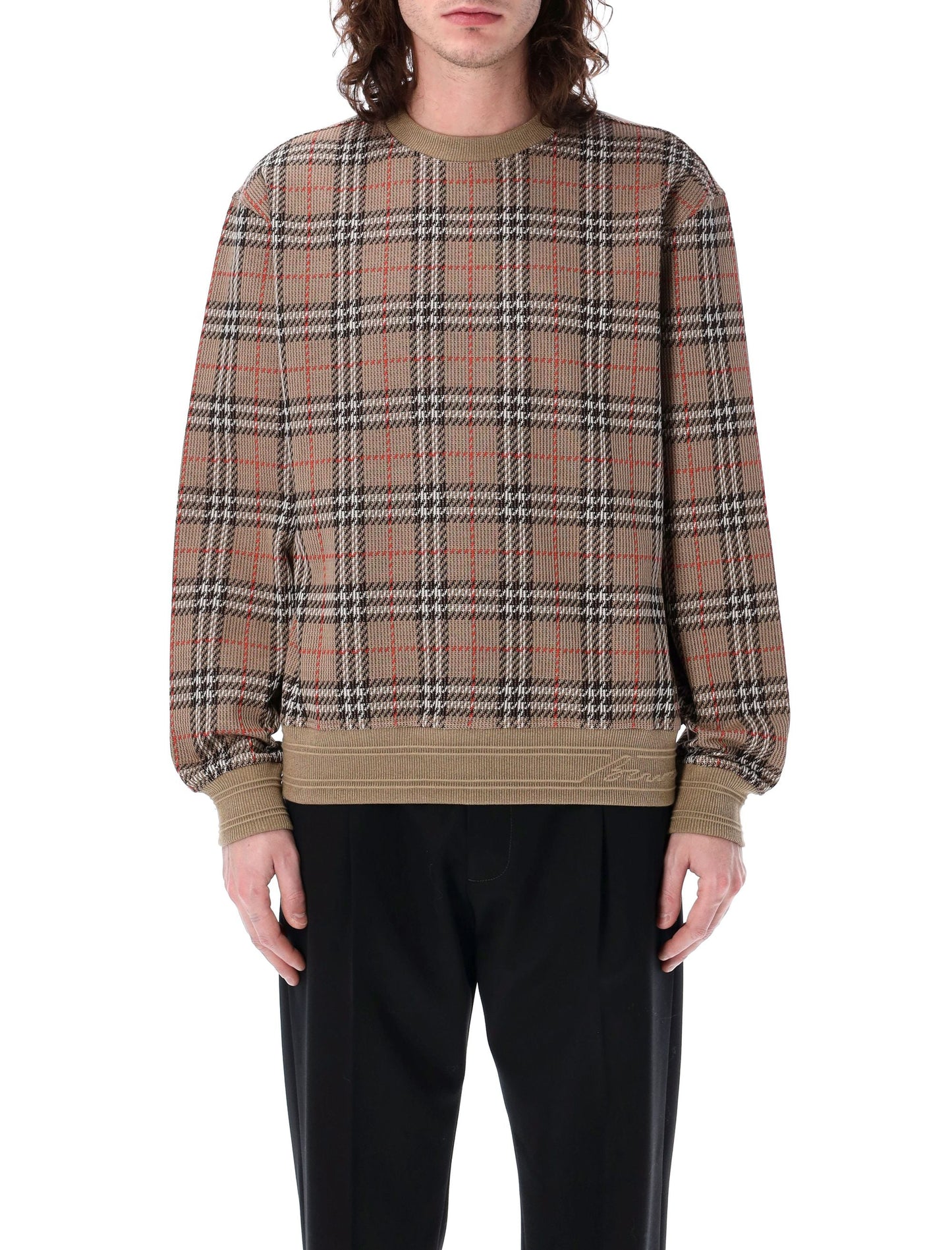 BURBERRY Check Cotton Blend Sweater for Men