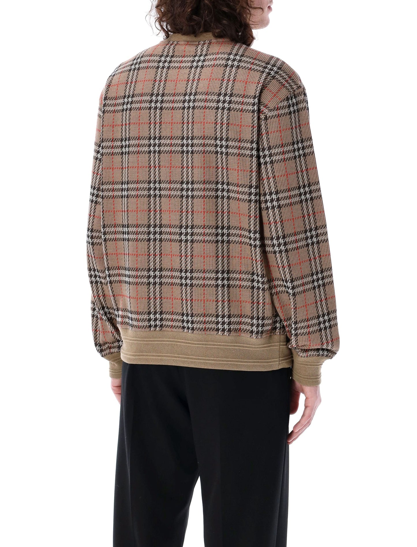 BURBERRY Check Cotton Blend Sweater for Men