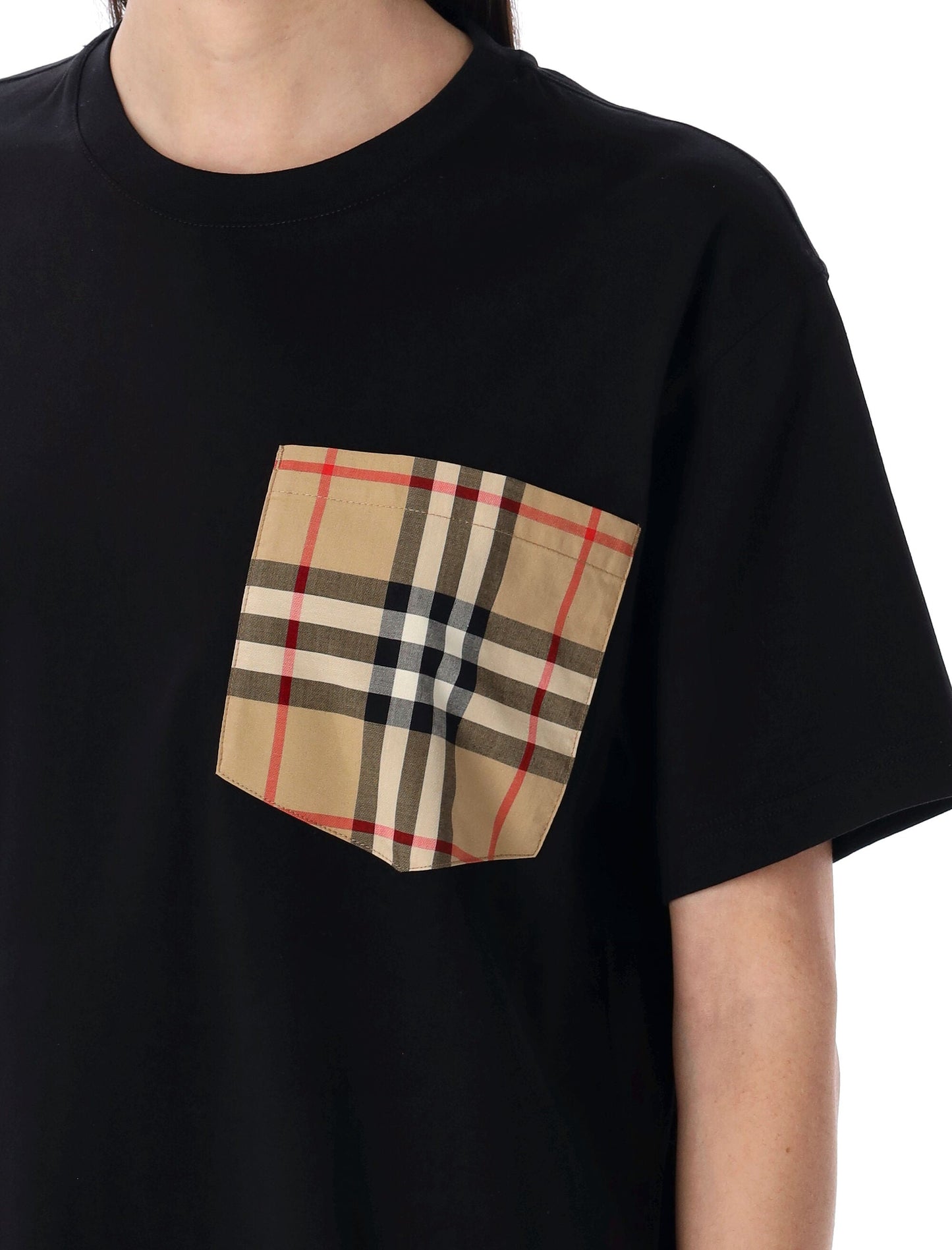 BURBERRY Check Pocket Cotton T-shirt - Loose Fit (S)