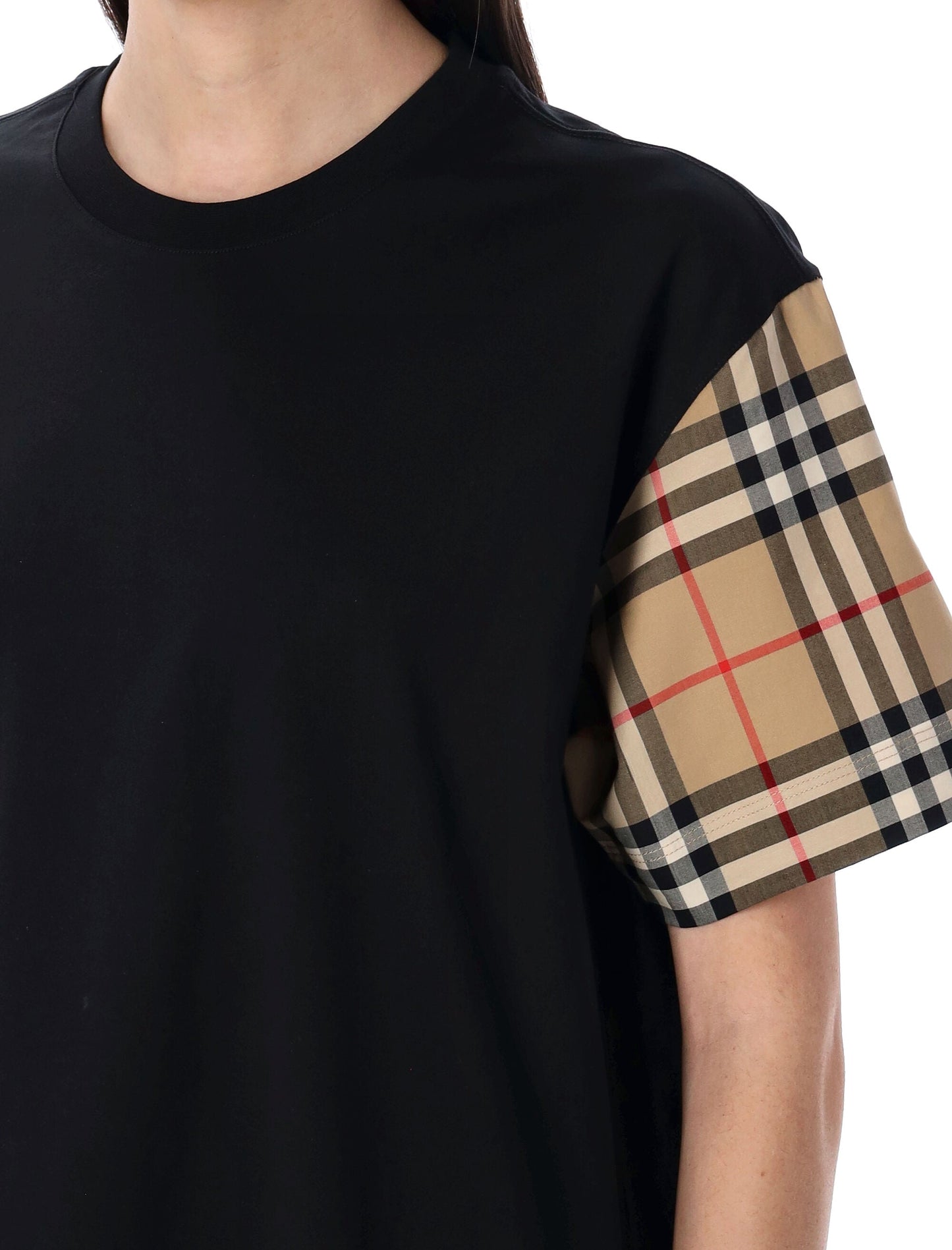 BURBERRY Check Sleeve Cotton T-Shirt for Women