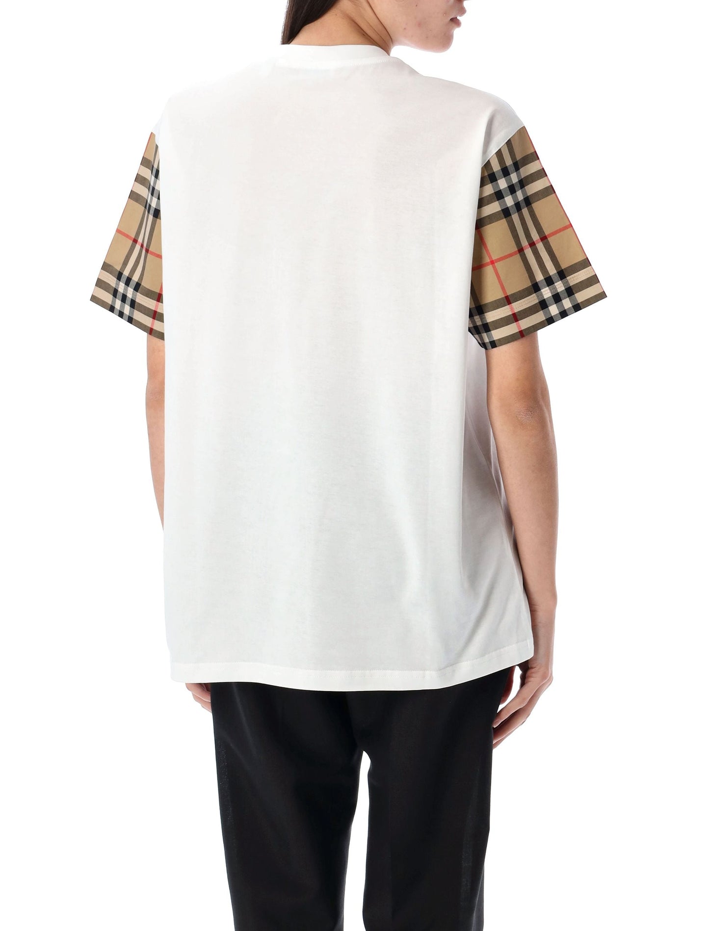 BURBERRY Check Sleeve Cotton T-Shirt