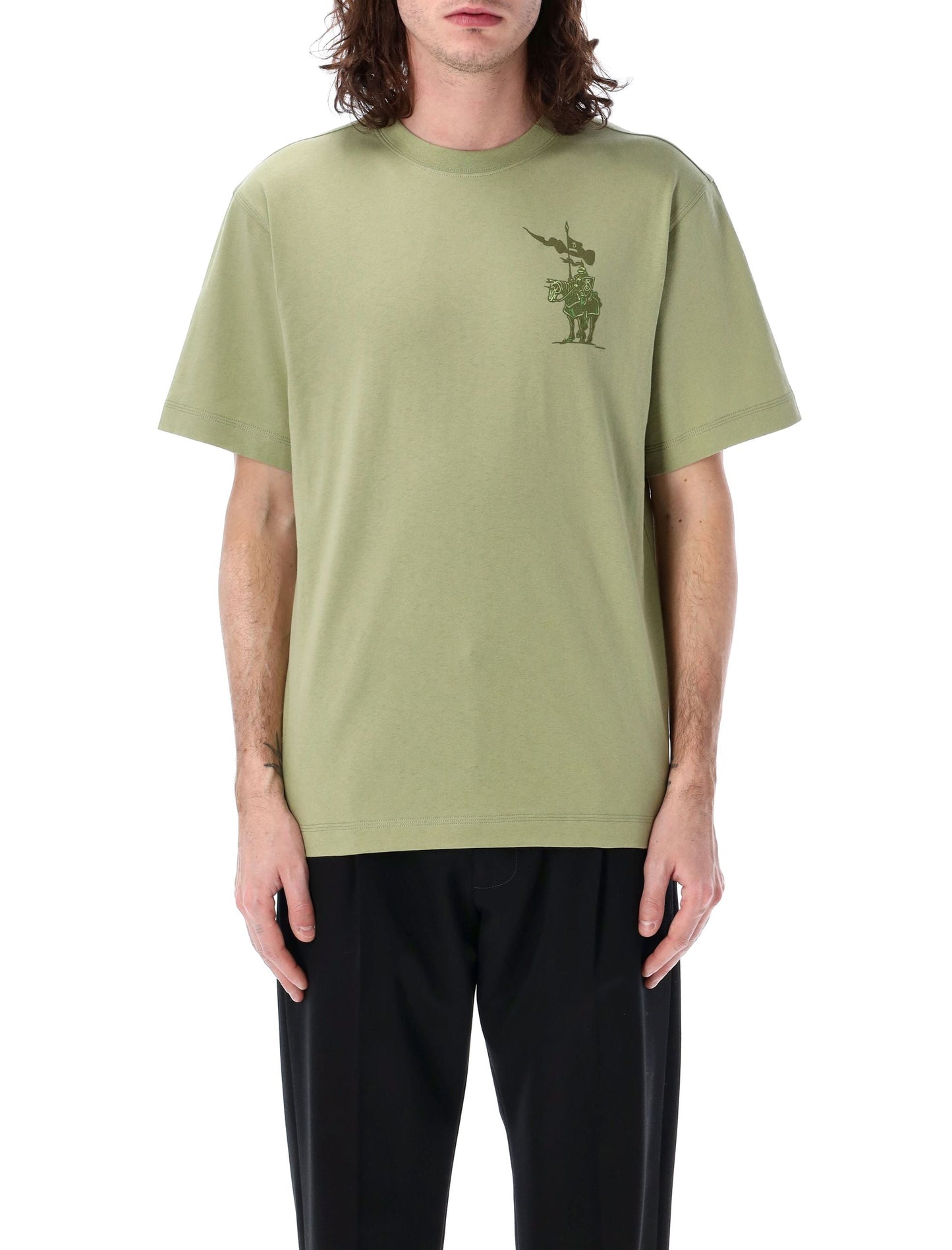BURBERRY Men's Regular Fit Cotton T-Shirt with Equestrian Design - Size L