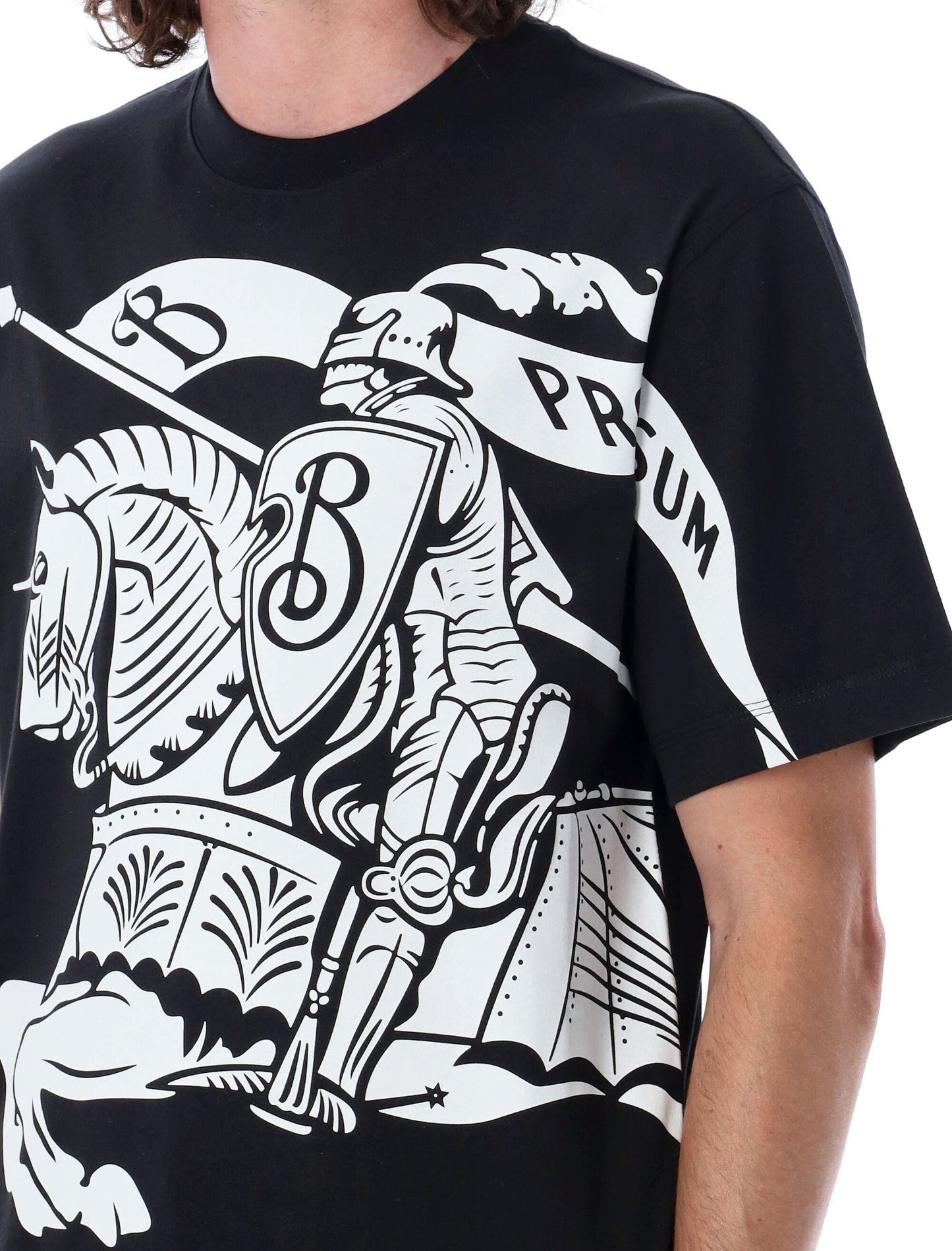 BURBERRY Knight Print T-Shirt - Regular Fit, Crew Neck (Size L)