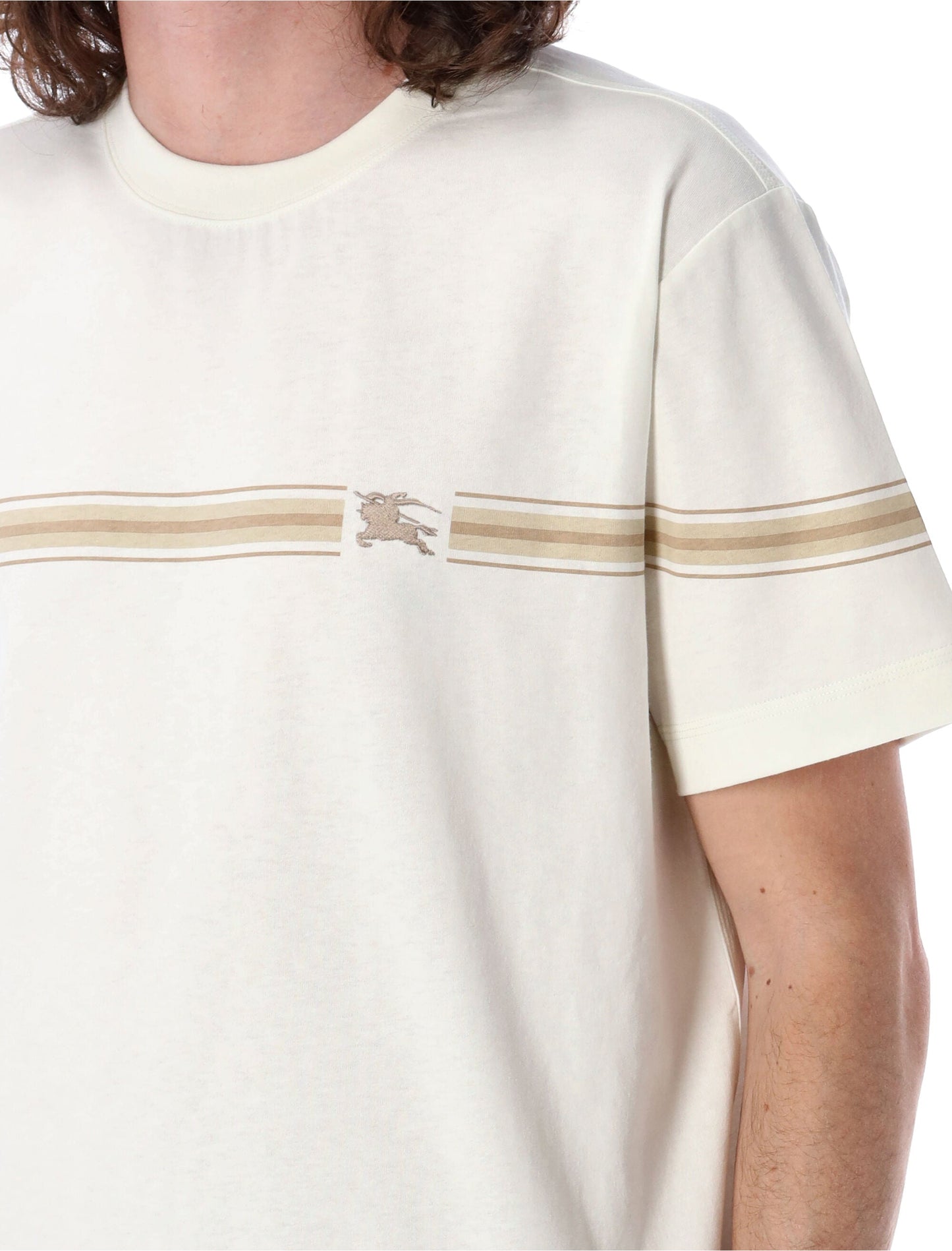 BURBERRY Striped Cotton T-Shirt - Slim Fit, Size L