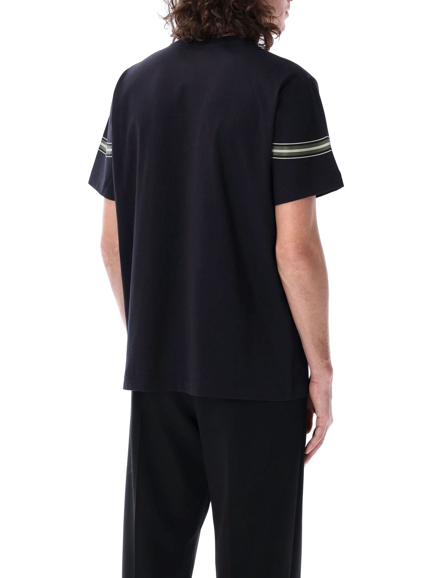BURBERRY Slim Fit Striped Cotton T-Shirt - Size L