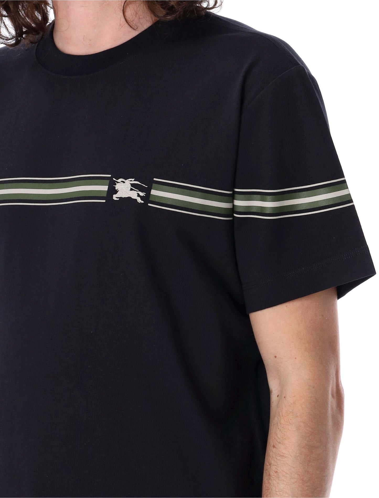 BURBERRY Slim Fit Striped Cotton T-Shirt - Size L