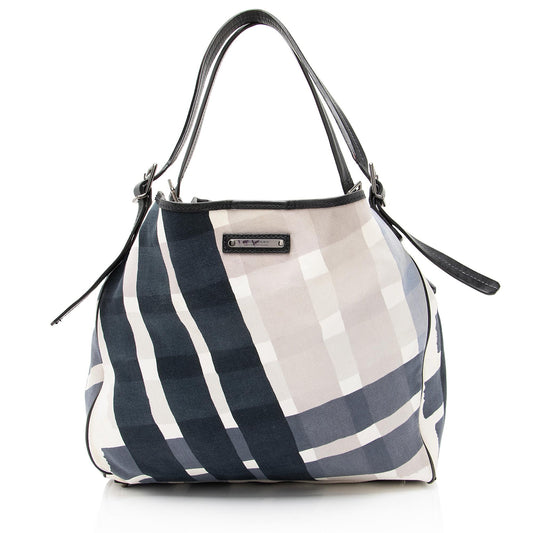 Burberry Brushstroke Mega Check Canvas Large Shopper Tote (SHF-23207)