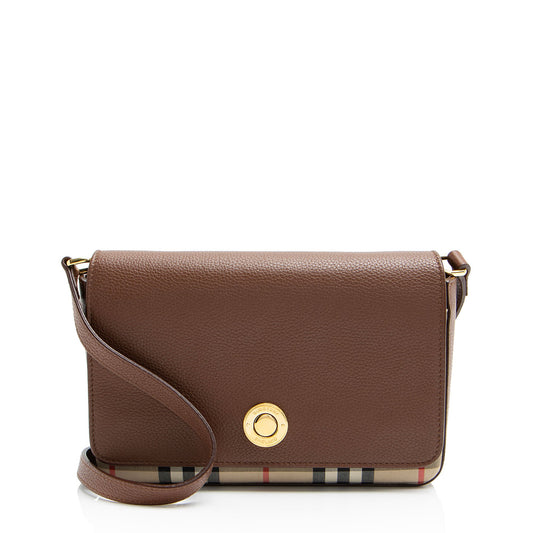 Burberry Calfskin Vintage Check Hampshire Crossbody (SHF-ceClOT)