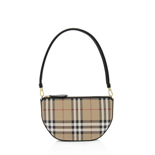 Burberry Calfskin Vintage Check Olympia Pouch (SHF-PuMRdV)