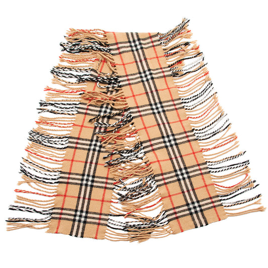 Burberry Cashmere Happy Plaid Fringe Scarf (SHF-20680)