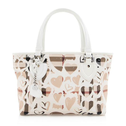 Burberry Coated Canvas Nova Painted Hearts Tote (SHF-20506)
