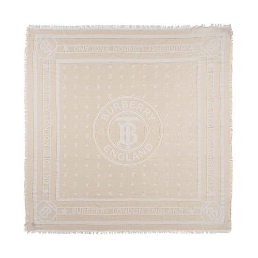 Burberry Cotton Wool Silk Jacquard TB 140cm Shawl (SHF-TtD6vE)