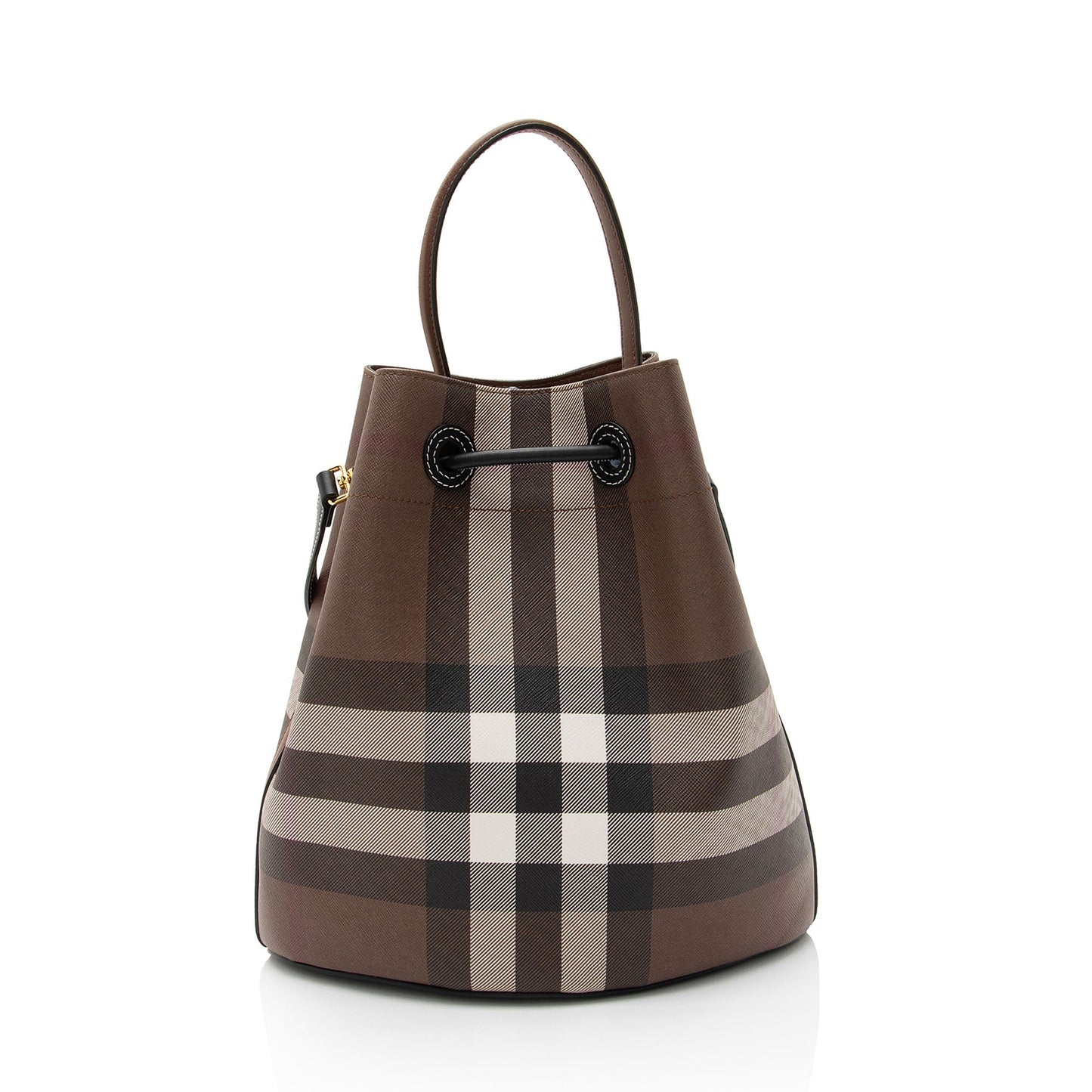 Burberry E-Canvas House Check Small Bucket Bag (SHF-p7mwDf)