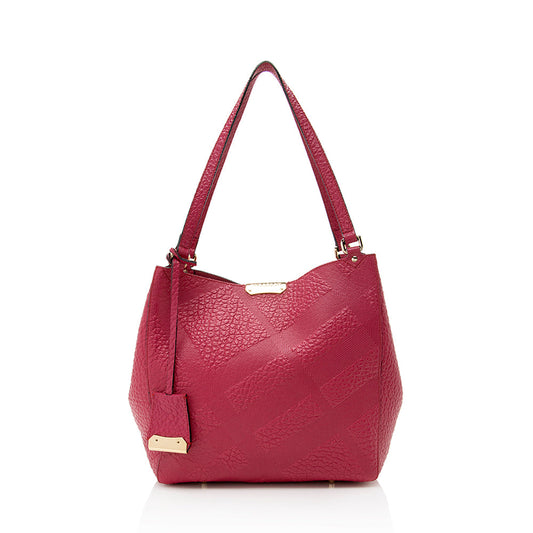 Burberry Embossed Check Leather Canterbury Small Tote (SHF-18609)