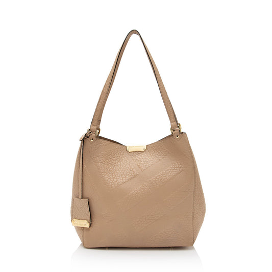 Burberry Embossed Check Leather Canterbury Small Tote (SHF-HNgQeT)