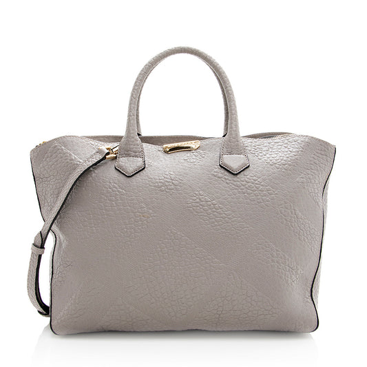 Burberry Embossed Check Leather Dewsbury Tote (SHF-19269)