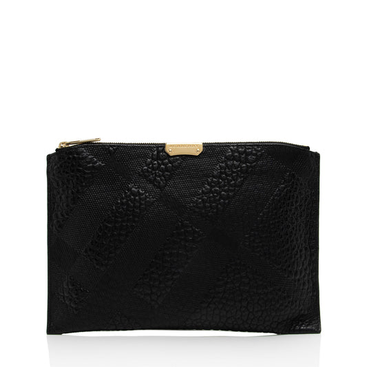Burberry Embossed Leather Check Peyton Wristlet (SHF-PyULep)