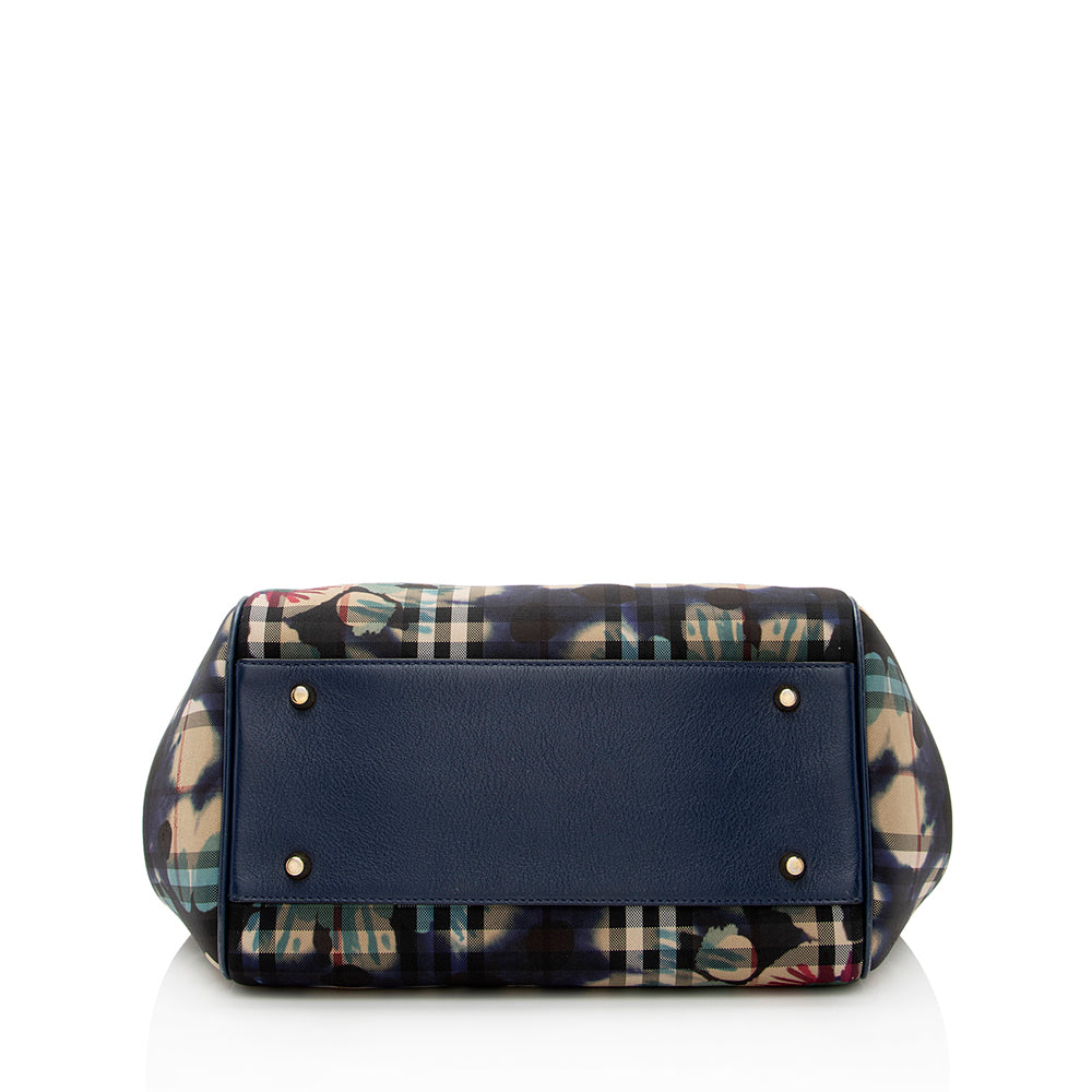 Burberry Haymarket Check Floral Canter Small Tote (SHF-21969)