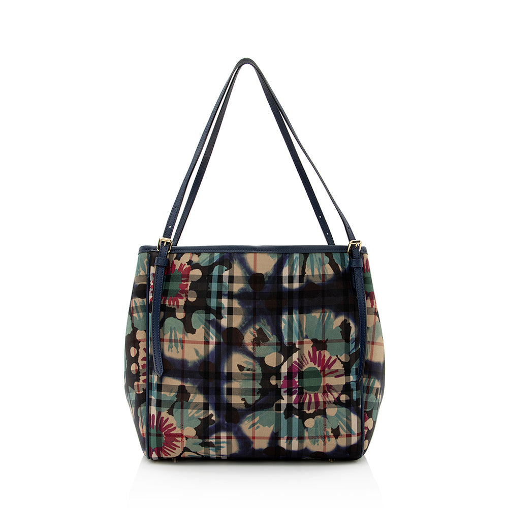 Burberry Haymarket Check Floral Canter Small Tote (SHF-21969)