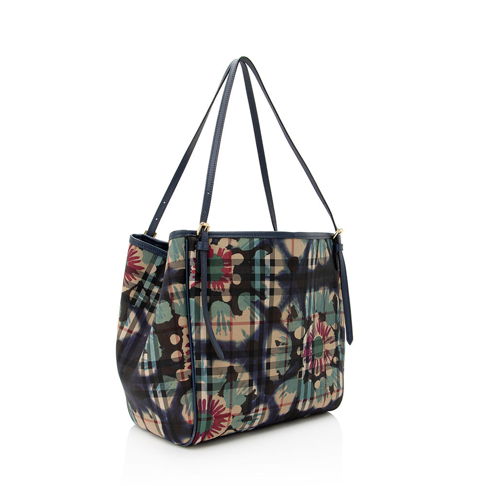 Burberry Haymarket Check Floral Canter Small Tote (SHF-21969)