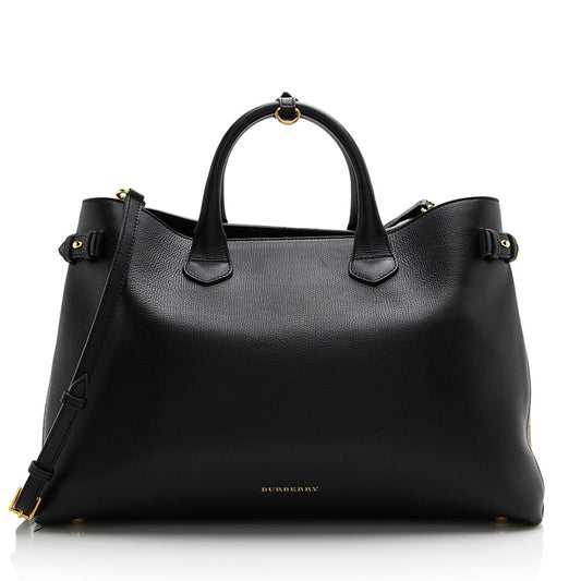 Burberry House Check Leather Banner Large Tote (SHF-21984)