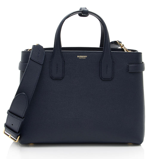 Burberry House Check Leather Banner Medium Tote (SHF-vVShxX)