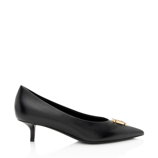 Burberry Leather TB Monogram Pumps - Size 7 / 37 (SHF-xv9Bwb)