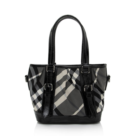 Burberry Nylon Beat Check Lowry Small Tote (SHF-7JwJMZ)