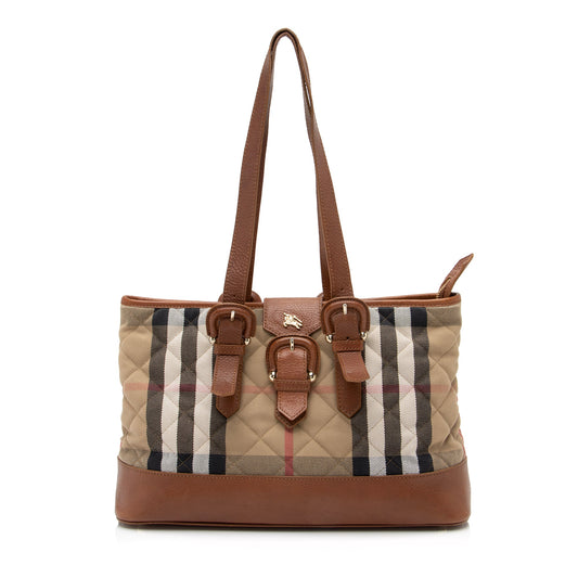 Burberry Quilted House Check Manor Tote (SHF-23520)