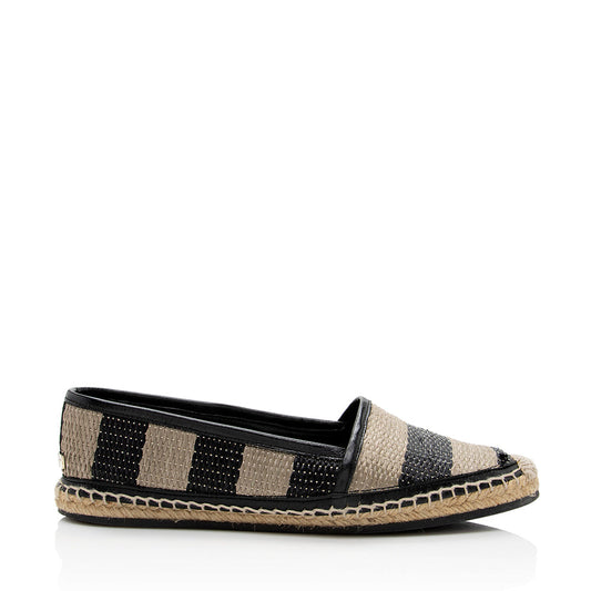 Burberry Striped Raffia Espadrilles - Size 7 / 37 (SHF-18733)