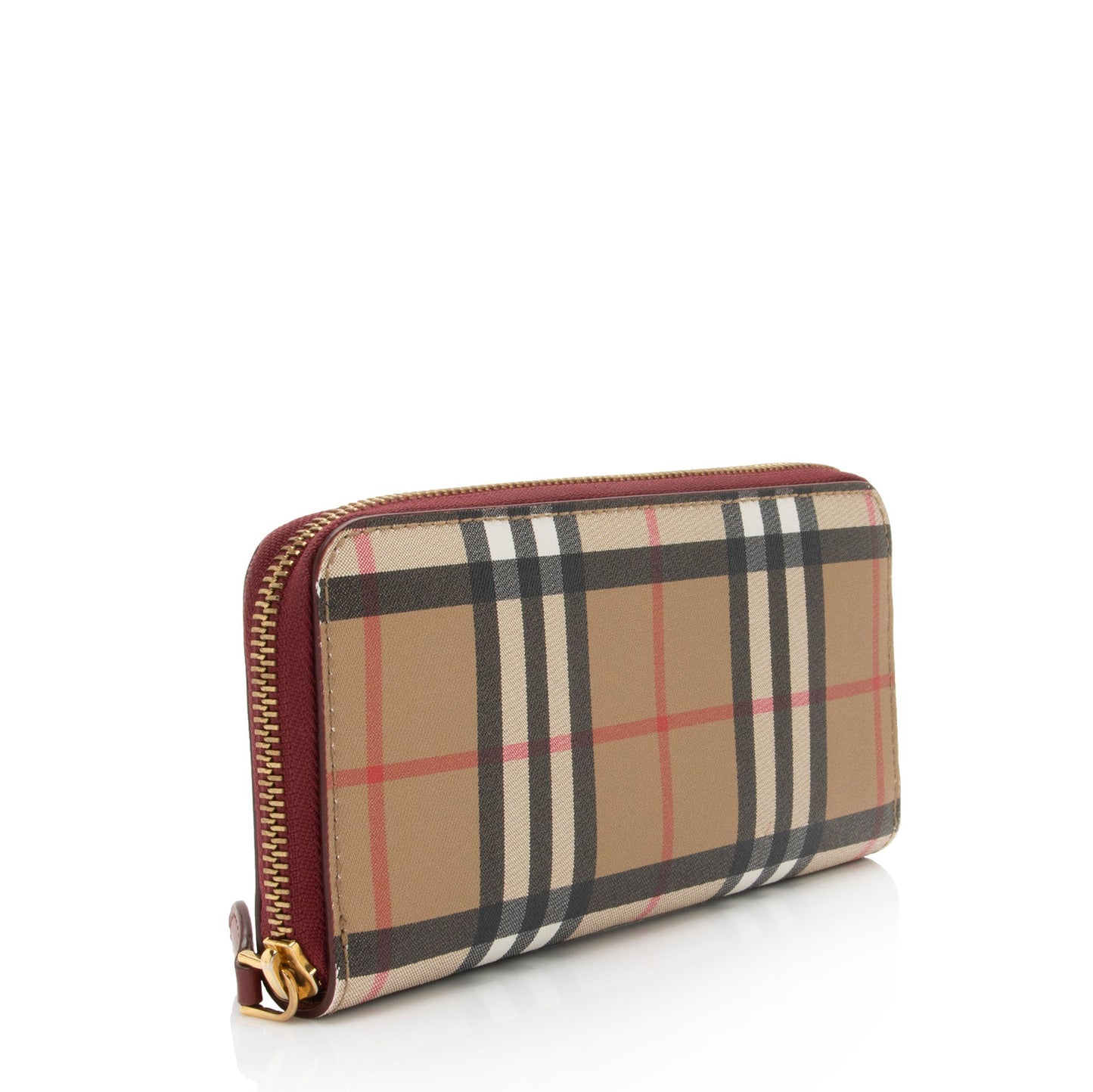 Burberry Vintage Check Leather Zip Around Wallet (SHF-OL7T5O)