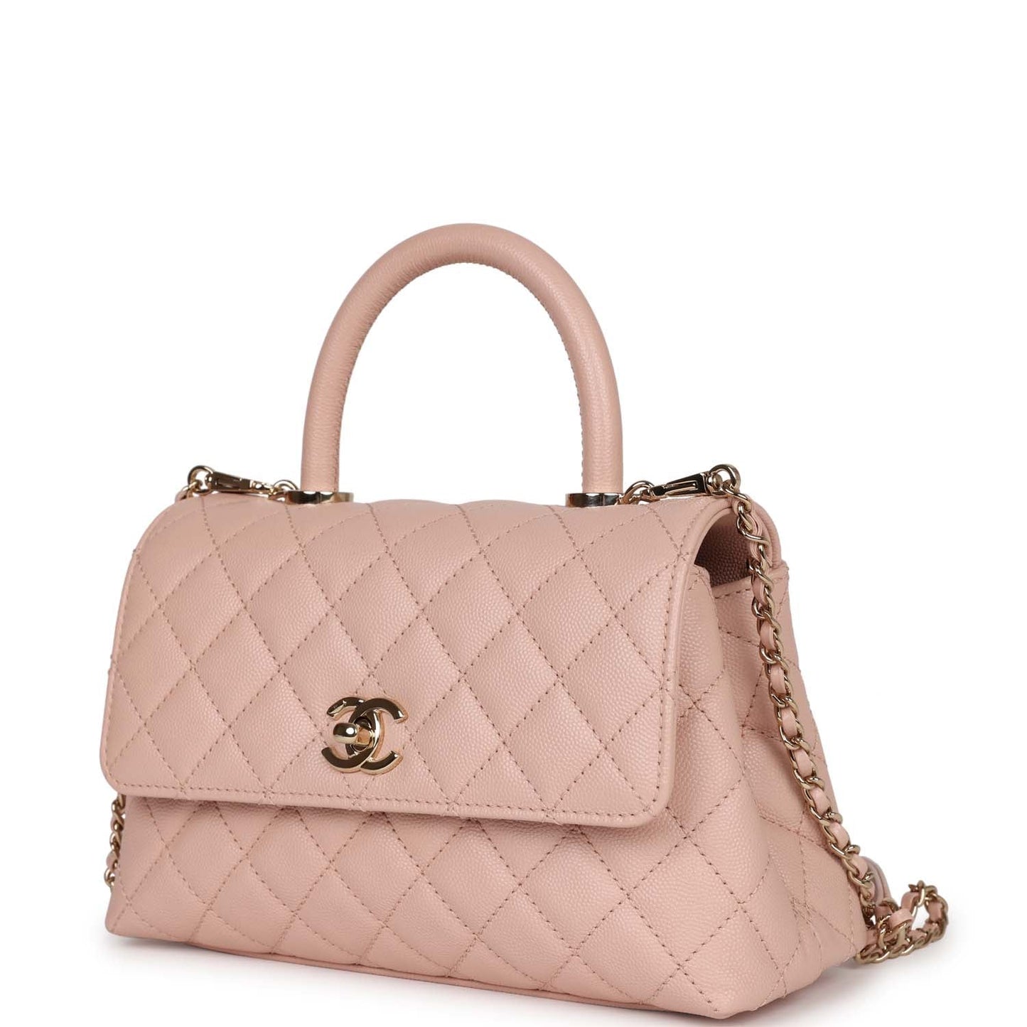 Chanel Small Coco Handle Light Pink Caviar Light Gold Hardware