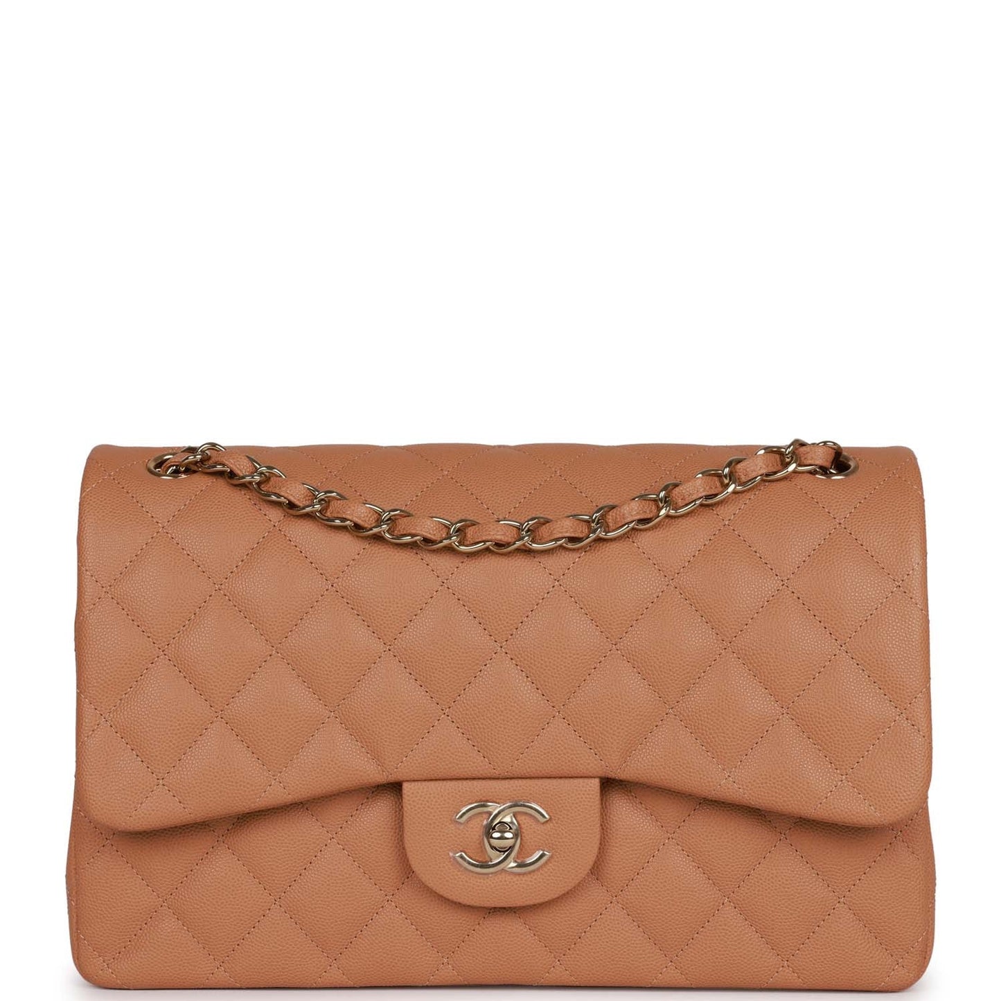 Chanel Jumbo Classic Double Flap Bag Dark Beige Caviar Gold Hardware