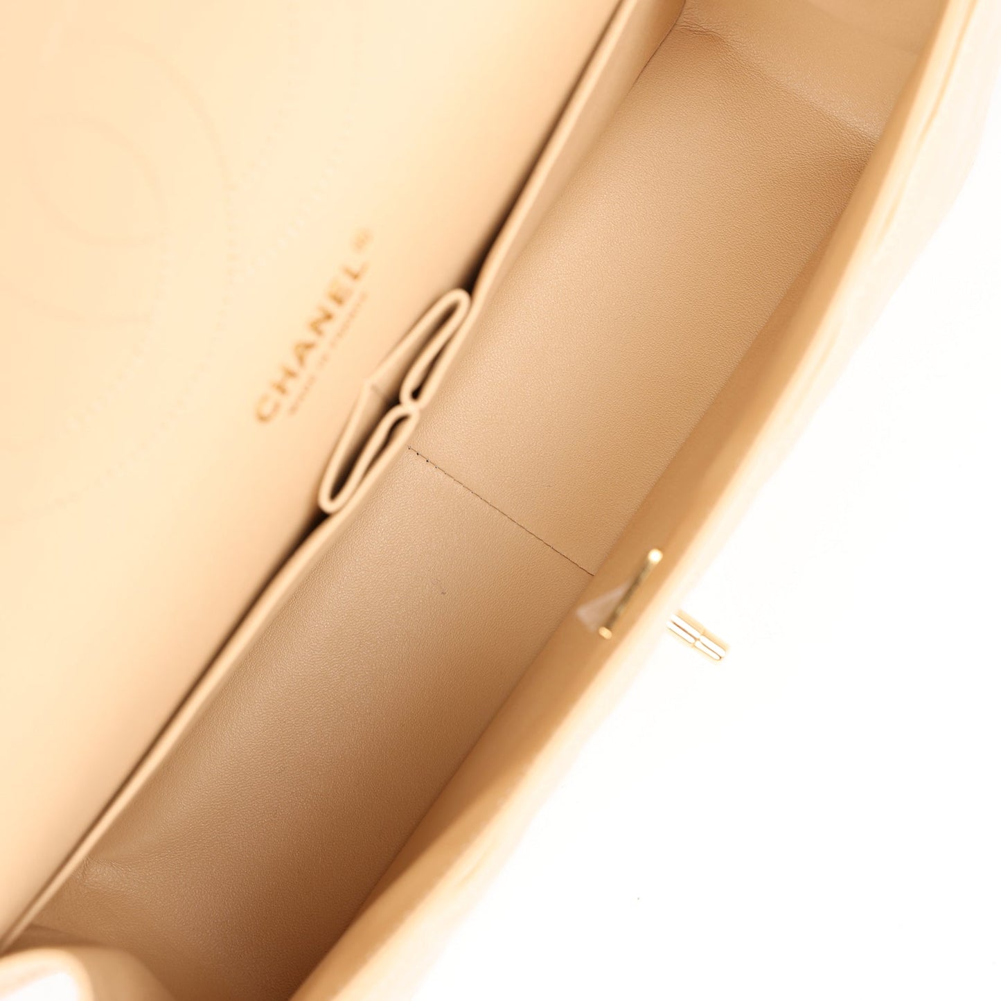 Chanel Jumbo Classic Double Flap Bag Beige Caviar Gold Hardware