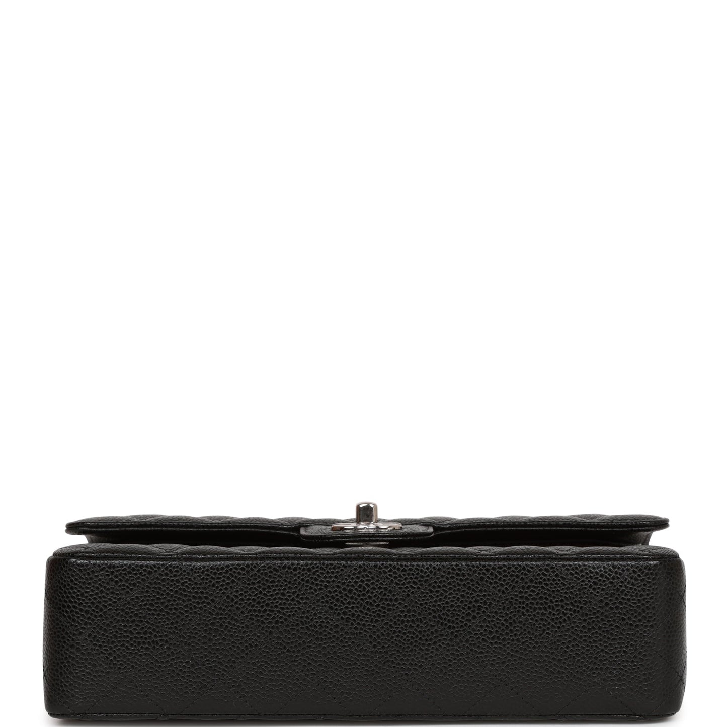 Chanel Medium Classic Double Flap Bag Black Quilted Caviar Silver Hardware