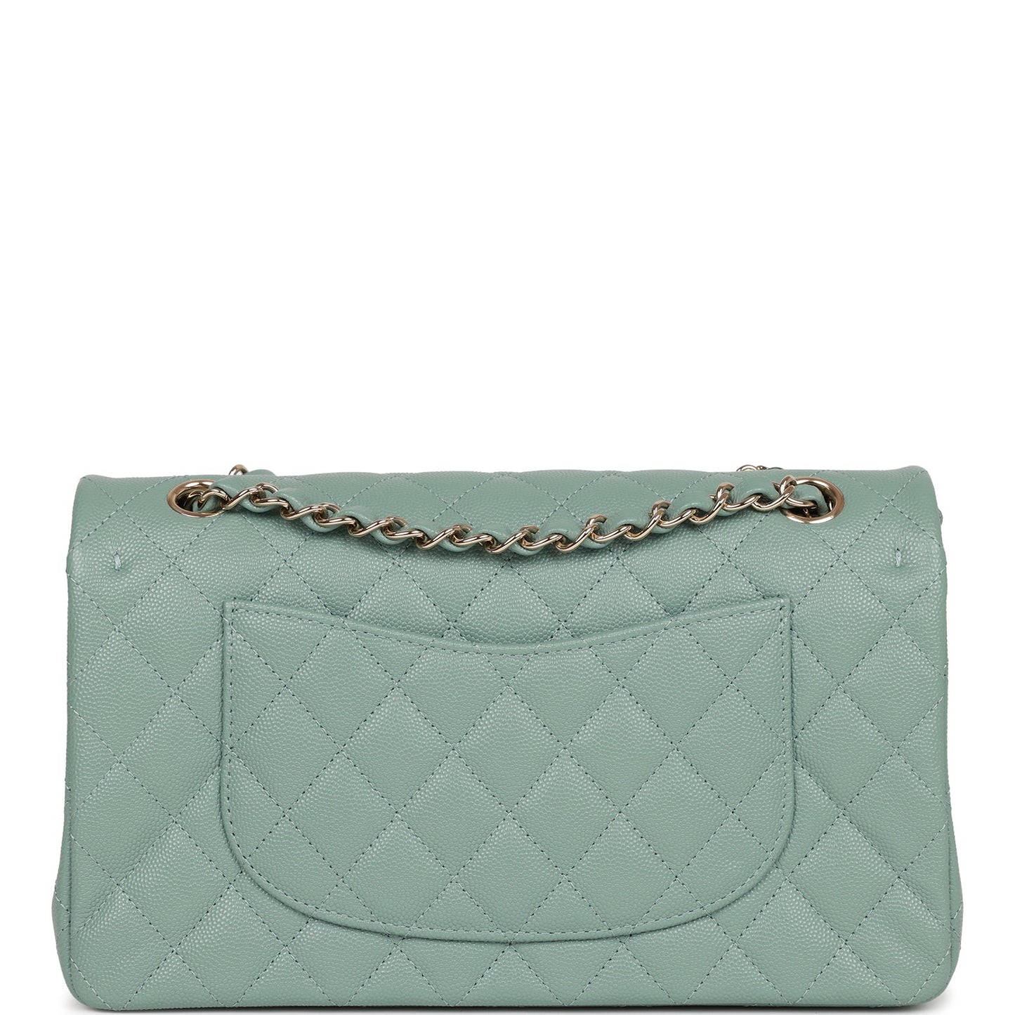 Chanel Medium Classic Double Flap Bag Green Caviar Light Gold Hardware