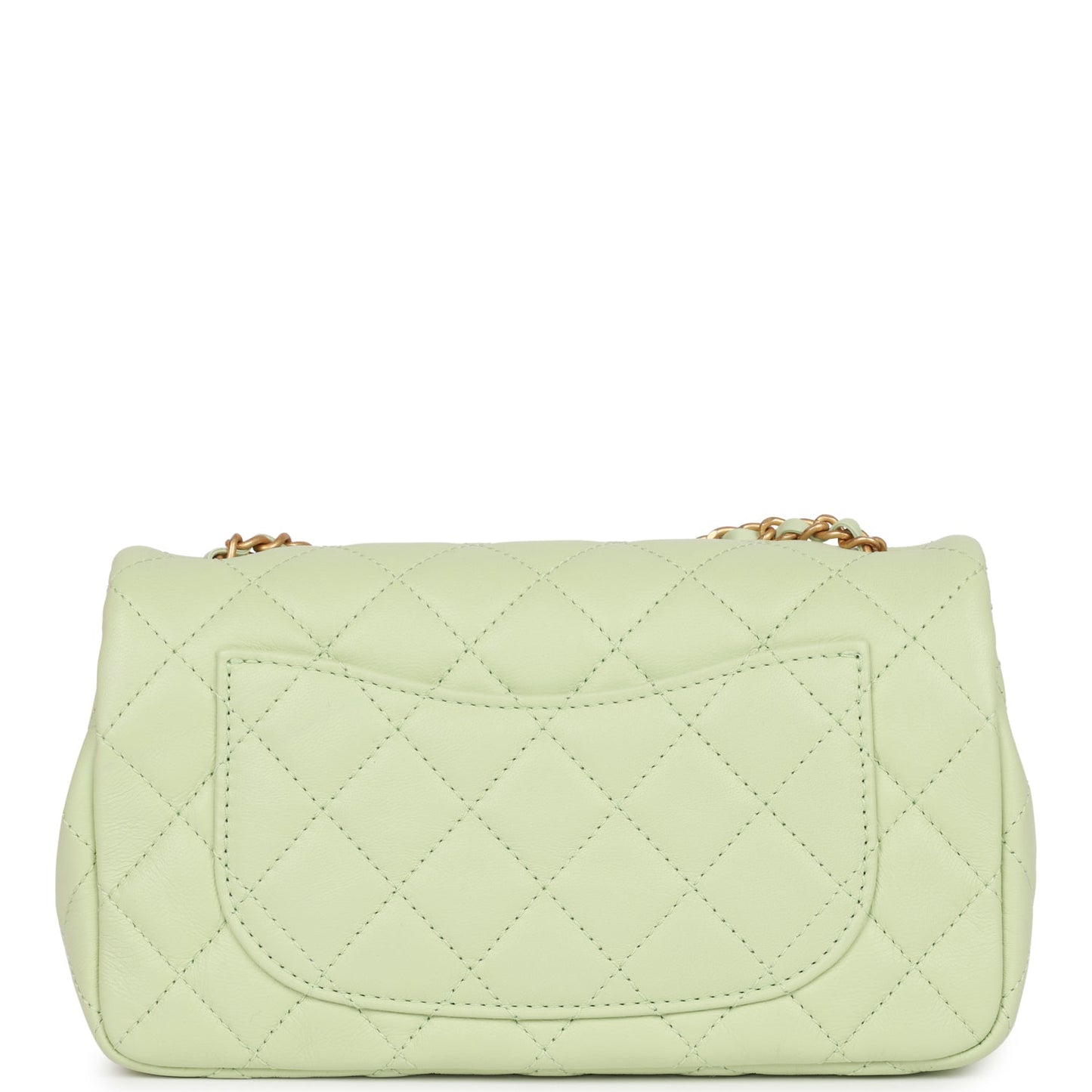 Chanel Pearl Crush Mini Rectangular Flap Bag Green Lambskin Antique Gold Hardware