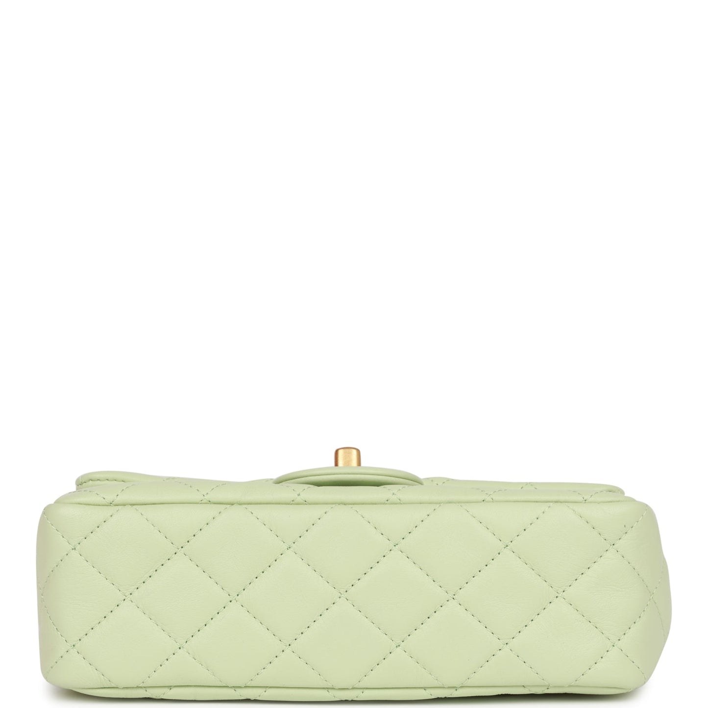 Chanel Pearl Crush Mini Rectangular Flap Bag Green Lambskin Antique Gold Hardware