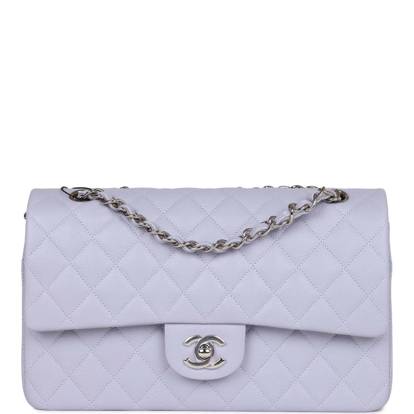 Chanel Medium Classic Double Flap Light Purple Caviar Silver Hardware