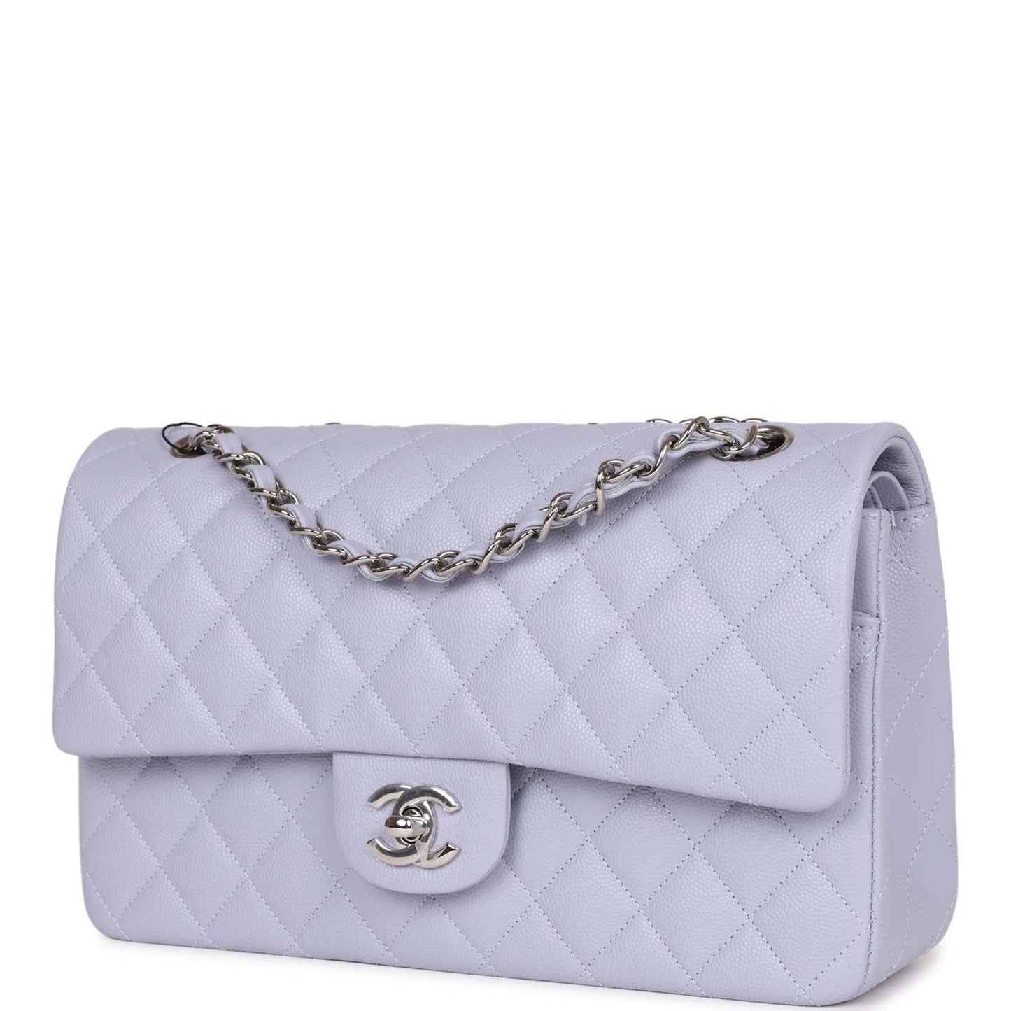 Chanel Medium Classic Double Flap Light Purple Caviar Silver Hardware