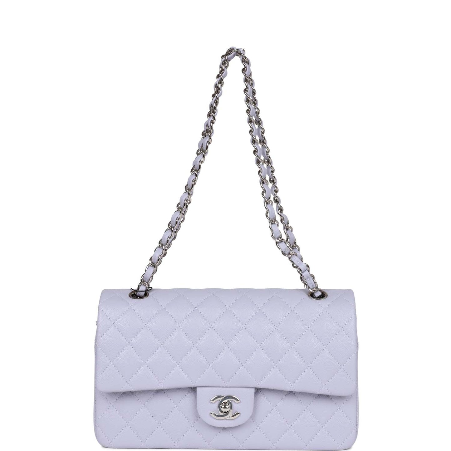 Chanel Medium Classic Double Flap Light Purple Caviar Silver Hardware