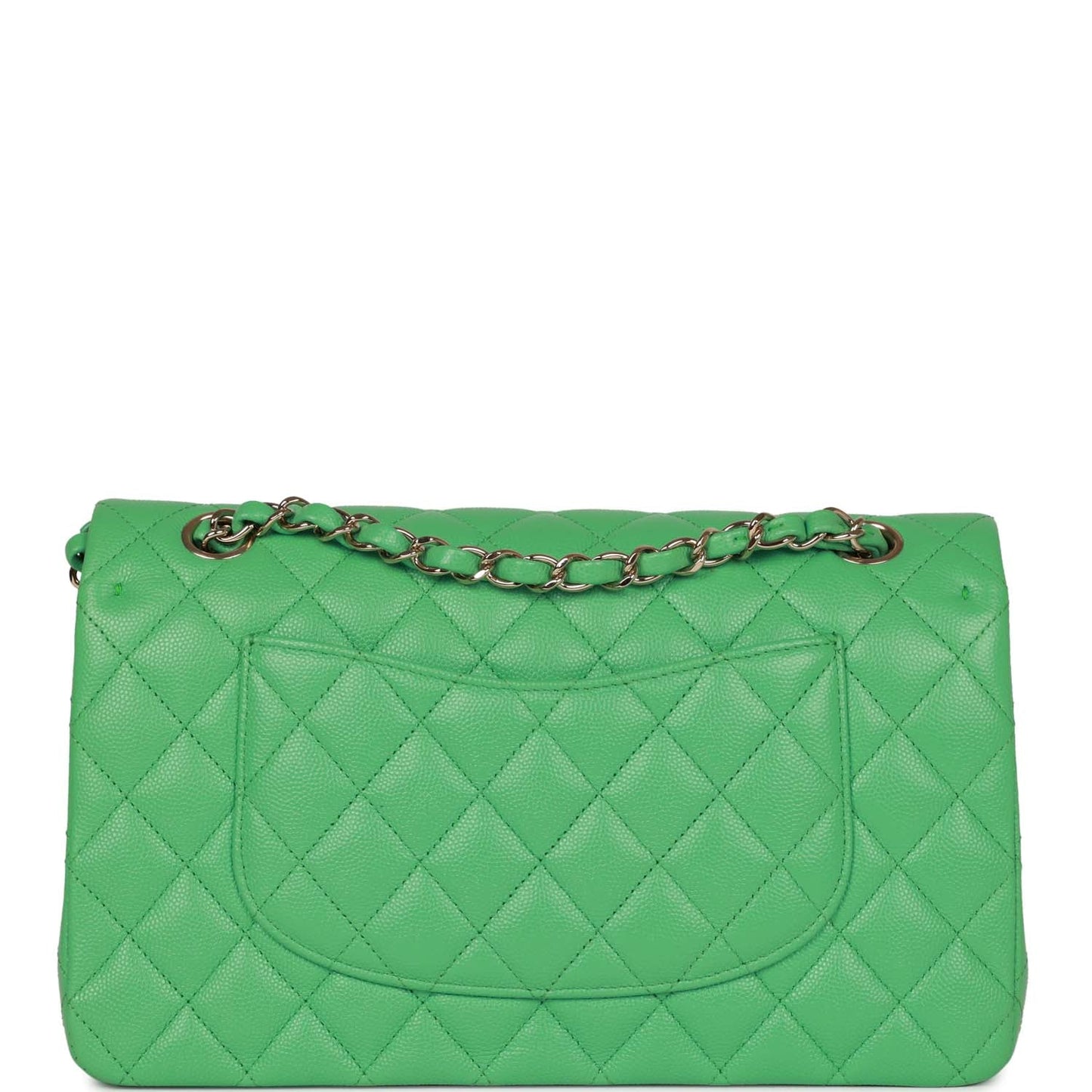 Chanel Medium Classic Double Flap Bag Green Caviar Light Gold Hardware