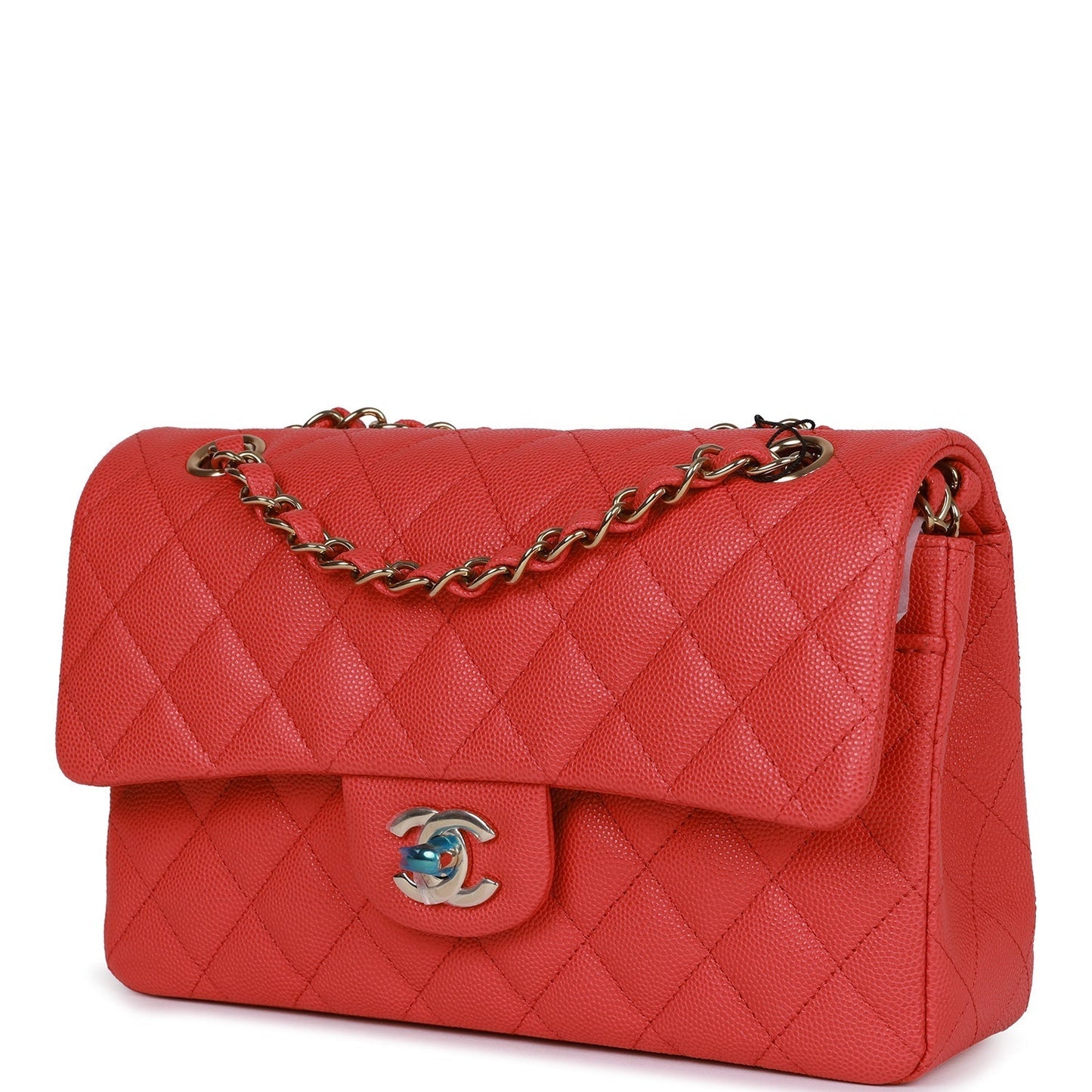Chanel Small Classic Double Flap Red Caviar Light Gold Hardware