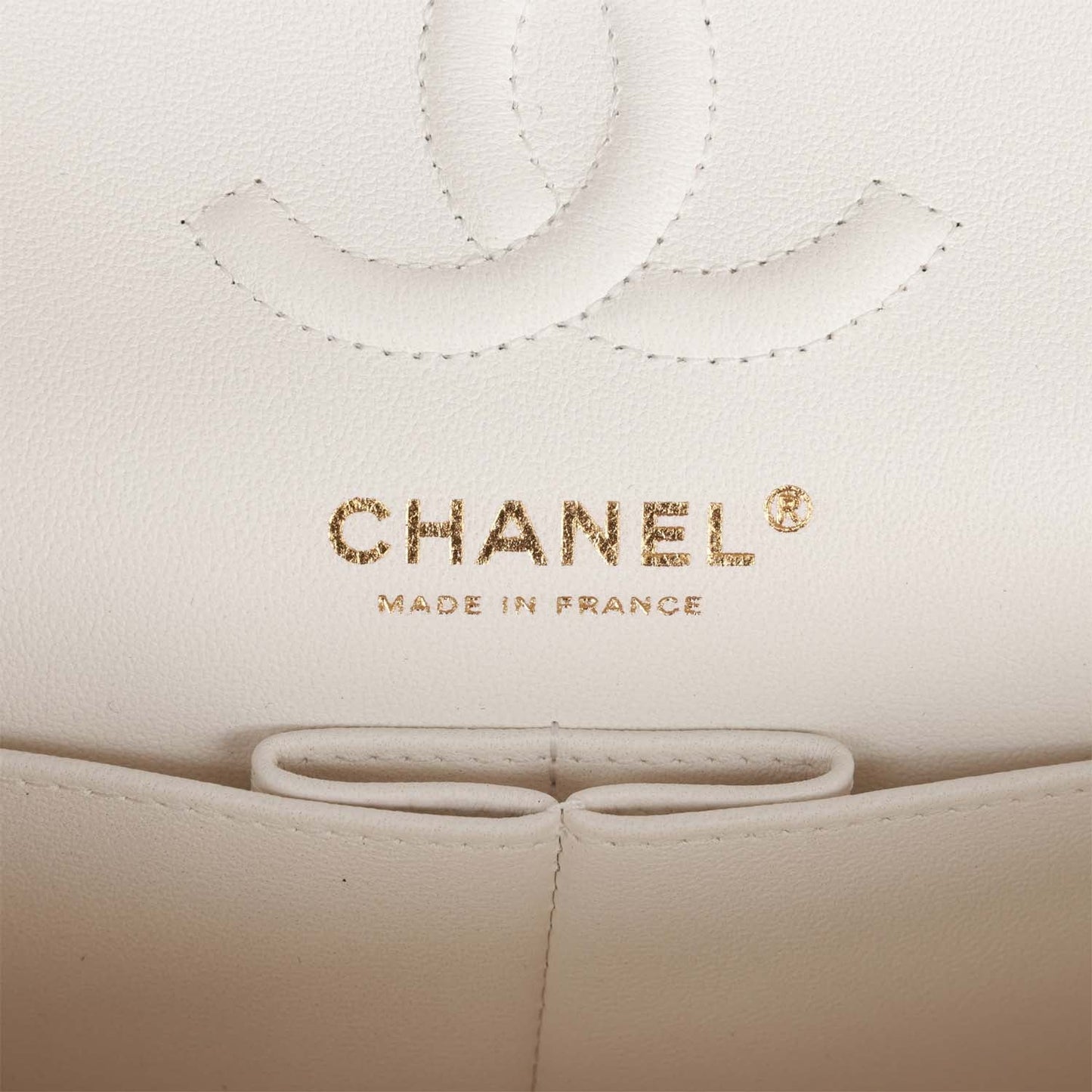 Chanel Small Classic Double Flap Bag White Caviar Light Gold Hardware